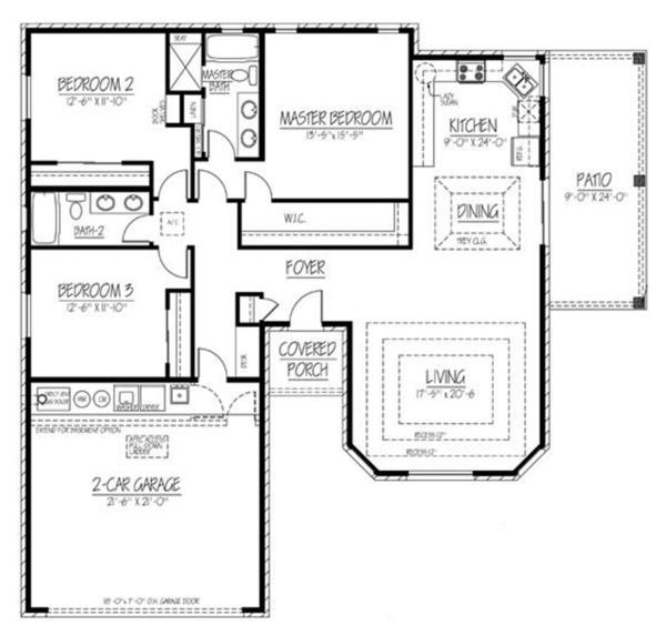 House Blueprint - Ranch Floor Plan - Main Floor Plan #1061-11