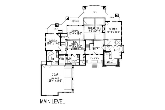 Floor Plan - Main Floor for Craftsman House Plan #920-25 - 5 bed, 4.5 bath