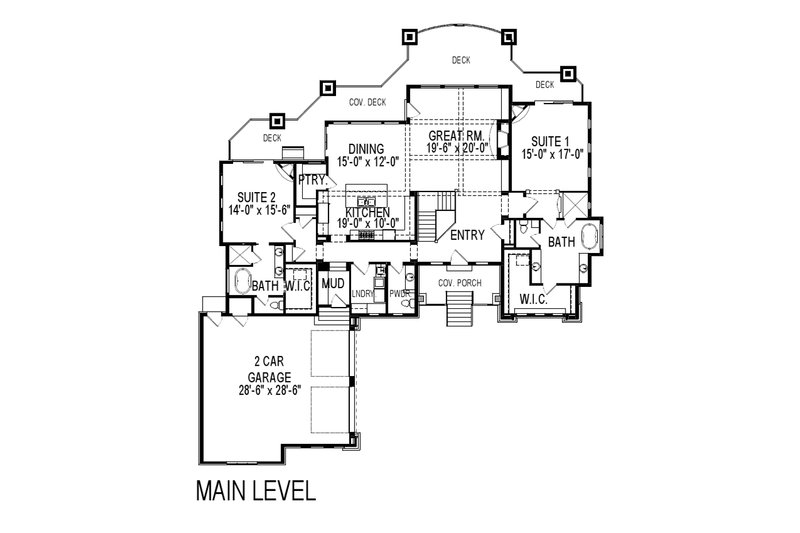 Home Plan - Floor Plan - Main Floor for Craftsman House Plan #920-25 - 5 bed, 4.5 bath