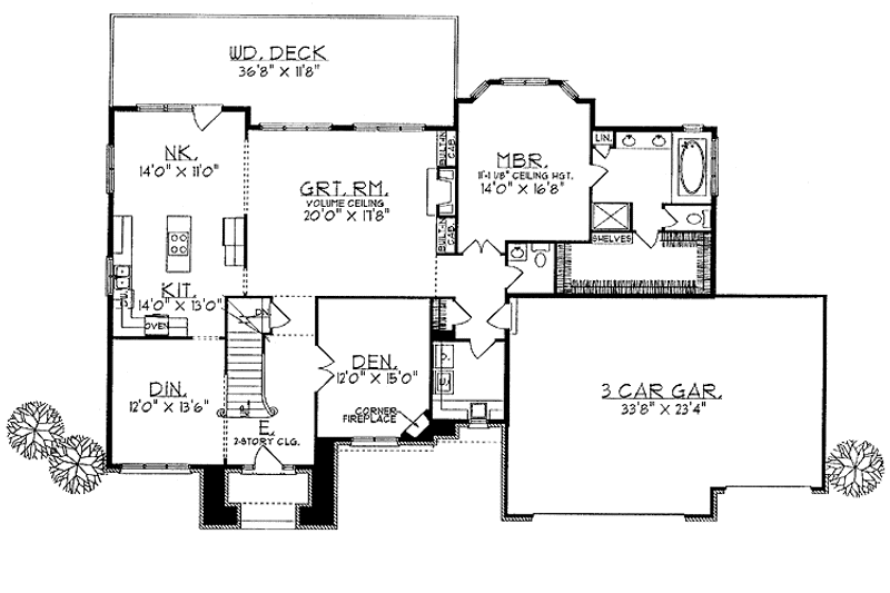 Architectural House Design - Floor Plan - Main Floor for Traditional House Plan #70-1338 - 3 bed, 2.5 bath
