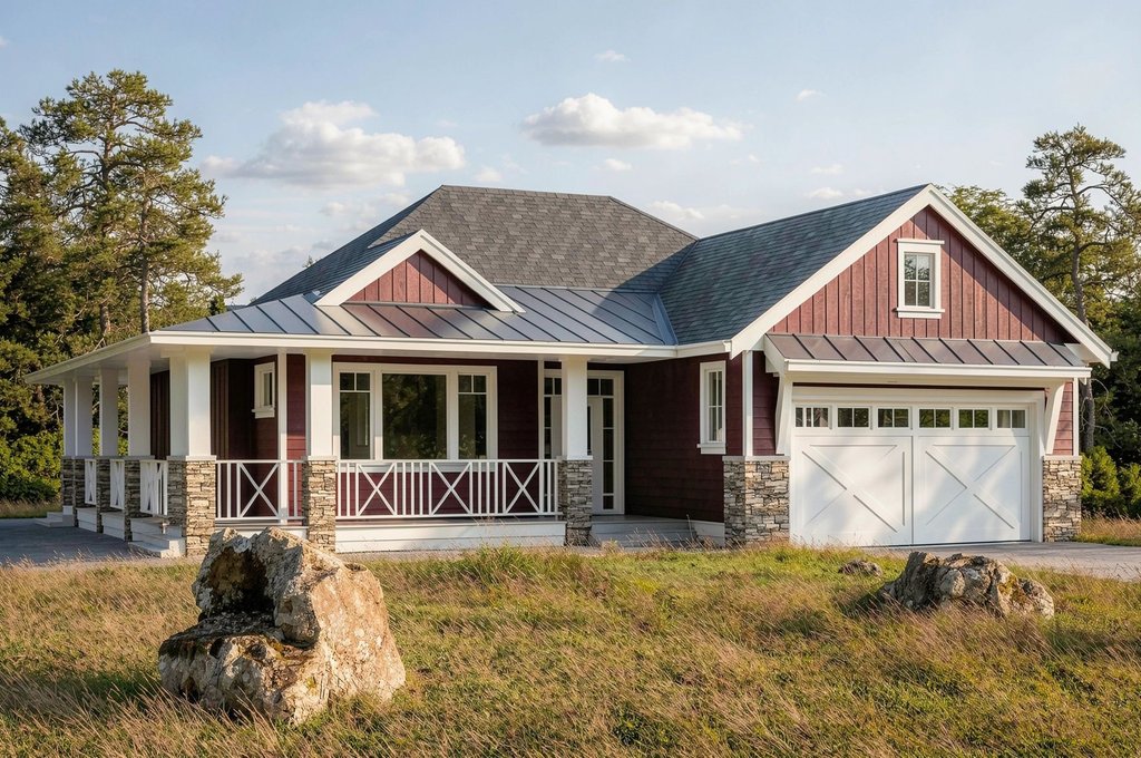 Exterior - Front Elevation 2 for Farmhouse House Plan #1100-65 - 3 bed, 2 bath