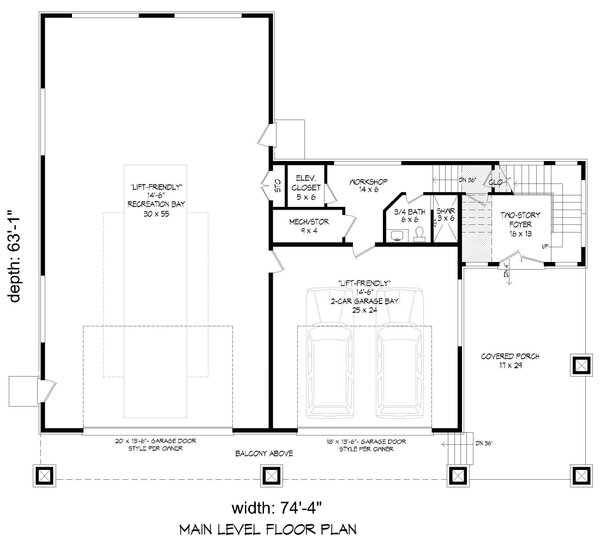 Architectural House Design - Contemporary Floor Plan - Lower Floor Plan #932-988