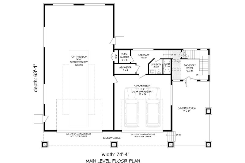Architectural House Design - Floor Plan - Lower Floor for Contemporary House Plan #932-988 - 2 bed, 3 bath