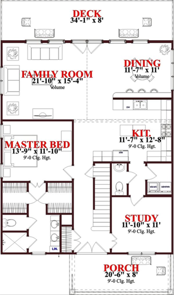 Cottage Floor Plan - Main Floor Plan #63-262