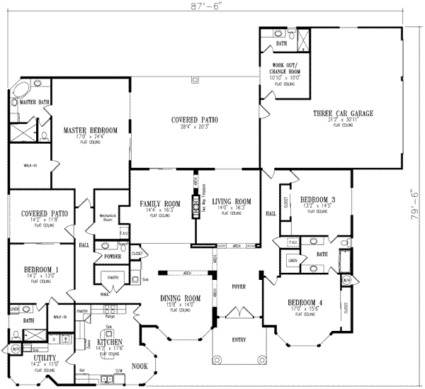 Adobe / Southwestern Floor Plan - Main Floor Plan #1-850