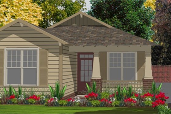 Exterior - Front Elevation for Bungalow House Plan #63-246 - 2 bed, 2 bath