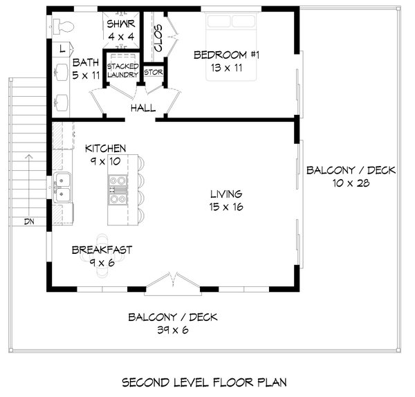 Beach Floor Plan - Upper Floor Plan #932-892