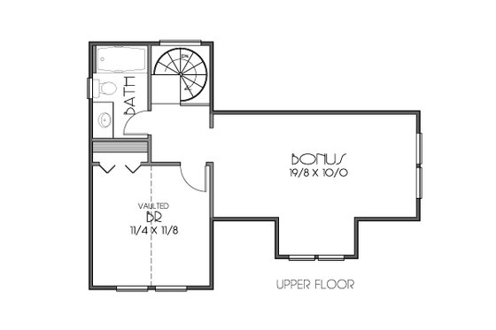 Floor Plan - Upper Floor for Modern House Plan #423-58 - 1 bed, 1 bath