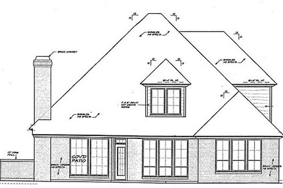 Exterior - Rear Elevation for European House Plan #310-706 - 3 bed, 2.5 bath