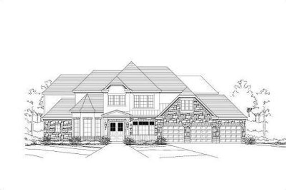 Exterior - Front Elevation for European House Plan #411-332 - 4 bed, 3.5 bath