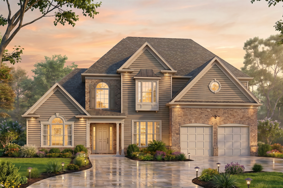Exterior - Front Elevation 6 for Traditional House Plan #54-730 - 4 bed, 2.5 bath