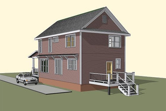Exterior - Rear Elevation for Traditional House Plan #79-272 - 3 bed, 2.5 bath