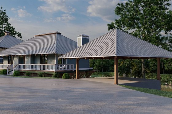 Exterior - Front Elevation 1 for Southern House Plan #17-559 - 2 bed, 2.5 bath