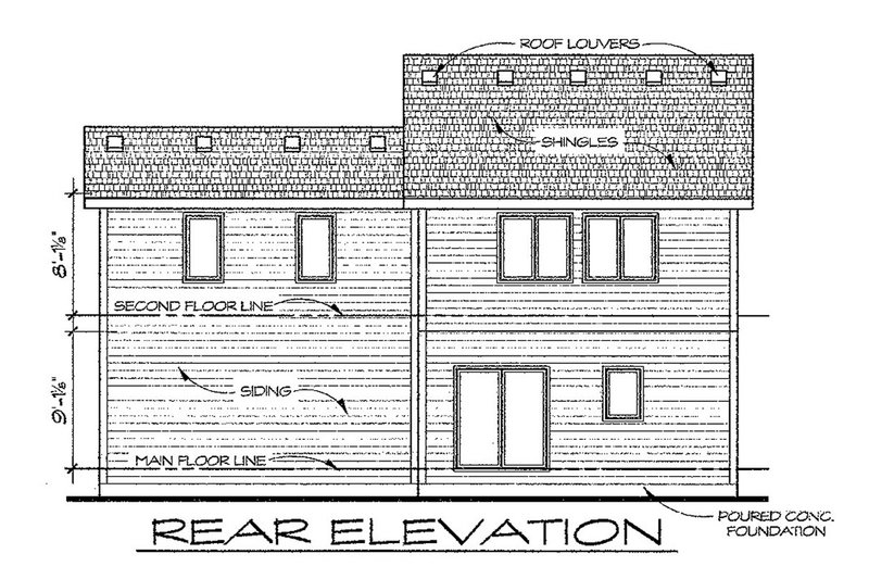 House Design - Exterior - Rear Elevation for Traditional House Plan #20-2104 - 3 bed, 2.5 bath