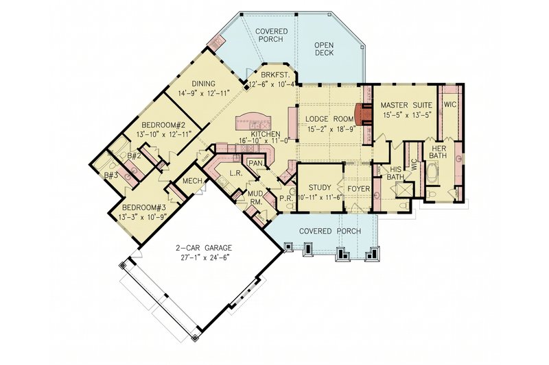 Dream House Plan - Floor Plan - Main Floor for Country House Plan #54-715 - 3 bed, 4 bath