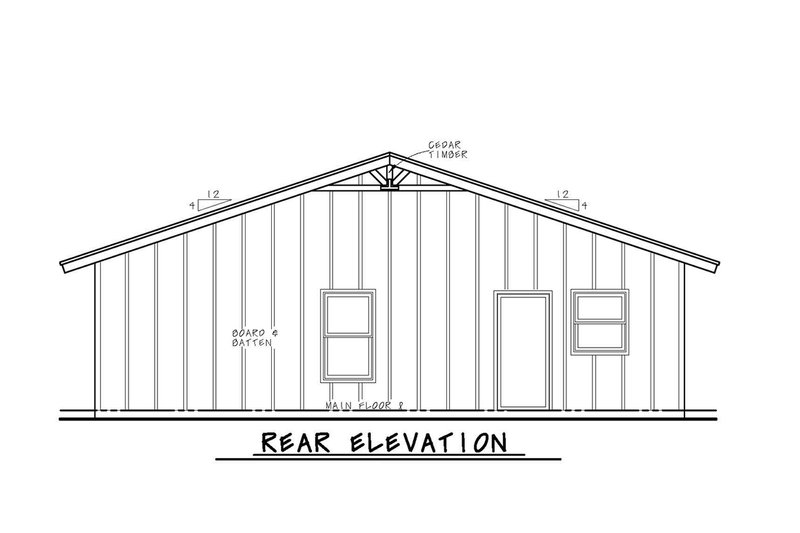Dream House Plan - Exterior - Rear Elevation 1 for Cabin House Plan #20-2654 - 1 bed, 1 bath