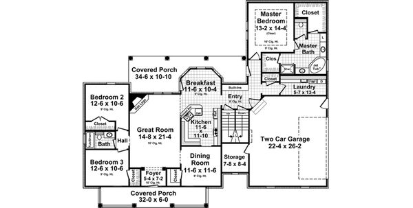 House Plan Design - Country Floor Plan - Main Floor Plan #21-374
