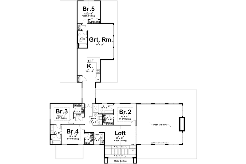 House Design - Floor Plan - Upper Floor for Barndominium House Plan #455-697 - 5 bed, 4.5 bath
