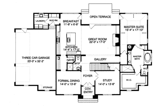 Floor Plan - Main Floor for European House Plan #413-809 - 5 bed, 4 bath