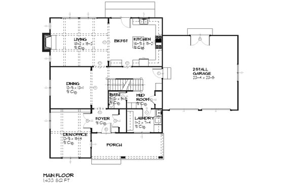 Floor Plan - Main Floor for Colonial House Plan #901-3 - 3 bed, 2.5 bath
