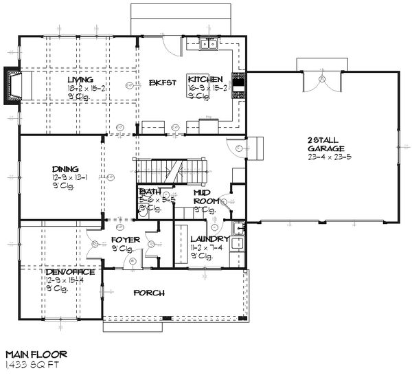 Colonial Floor Plan - Main Floor Plan #901-3