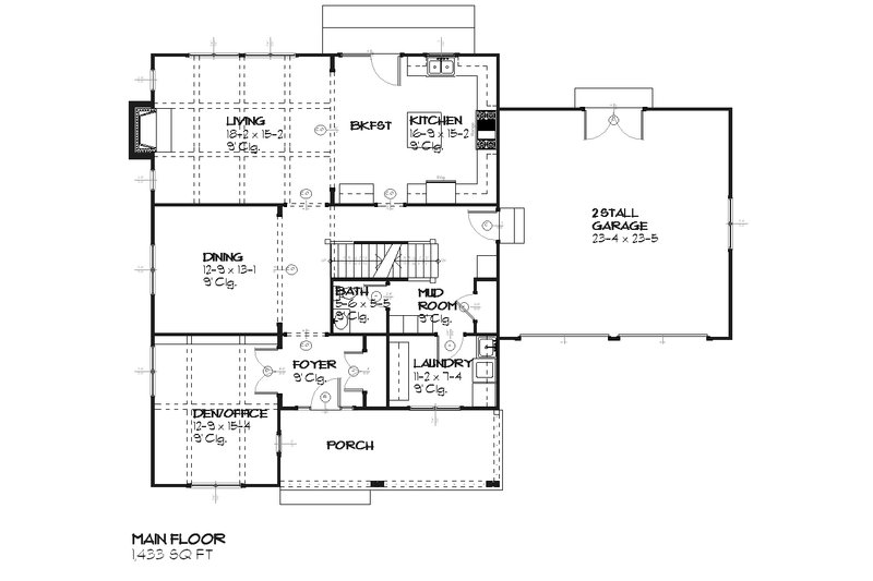Architectural House Design - Floor Plan - Main Floor for Colonial House Plan #901-3 - 3 bed, 2.5 bath