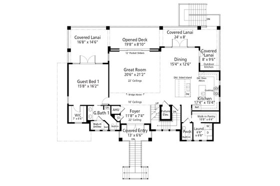 Floor Plan - Main Floor for Beach House Plan #938-115 - 3 bed, 3.5 bath