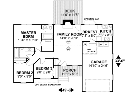 Floor Plan - Main Floor for Country House Plan #56-103 - 3 bed, 2 bath