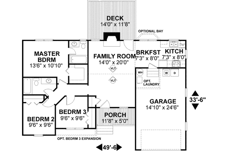 Dream House Plan - Floor Plan - Main Floor for Country House Plan #56-103 - 3 bed, 2 bath