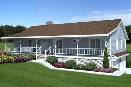Exterior - Front Elevation for Country House Plan #312-575 - 3 bed, 2 bath