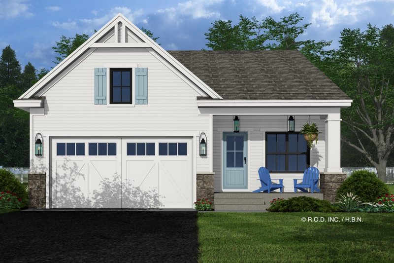 Architectural House Design - Exterior - Front Elevation 4 for Farmhouse House Plan #51-1332 - 3 bed, 2 bath