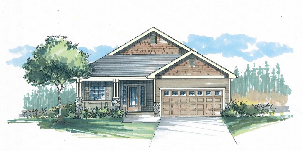 Exterior - Front Elevation 2 for Craftsman House Plan #53-458 - 2 bed, 2 bath