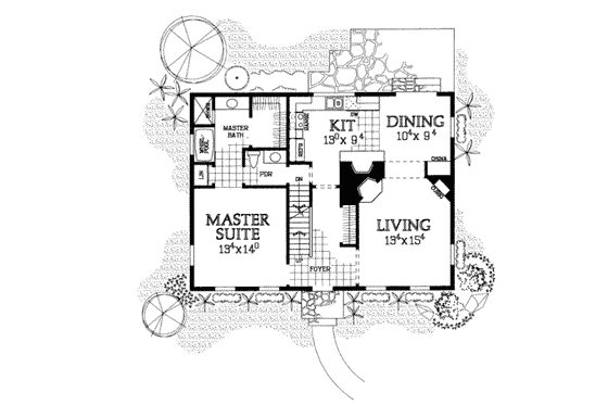 Floor Plan - Main Floor for Colonial House Plan #72-381 - 3 bed, 2.5 bath
