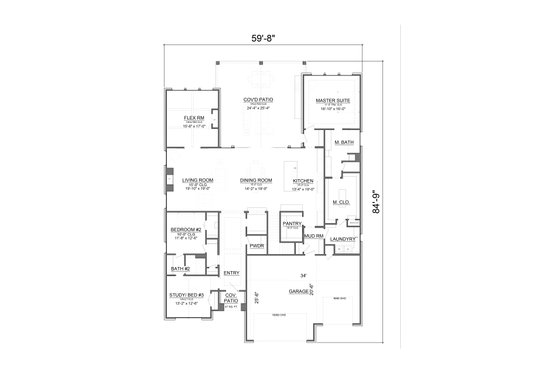Floor Plan - Main Floor for Traditional House Plan #1098-14 - 4 bed, 3.5 bath