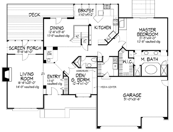 House Plan Design - Traditional Floor Plan - Main Floor Plan #320-673