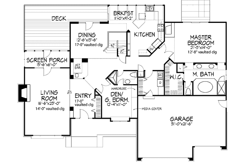 Home Plan - Floor Plan - Main Floor for Traditional House Plan #320-673 - 3 bed, 3 bath