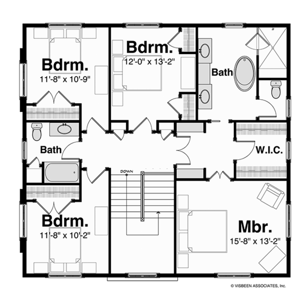House Design - Tudor Floor Plan - Upper Floor Plan #928-257