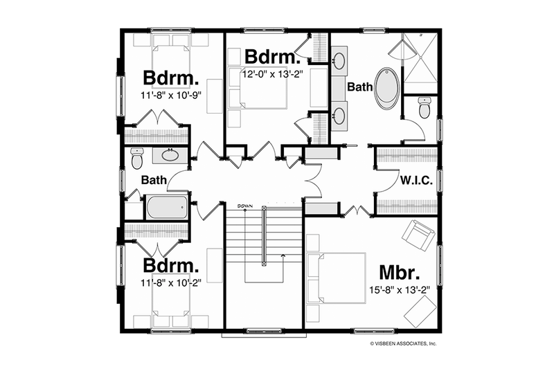 Architectural House Design - Floor Plan - Upper Floor for Tudor House Plan #928-257 - 4 bed, 2.5 bath