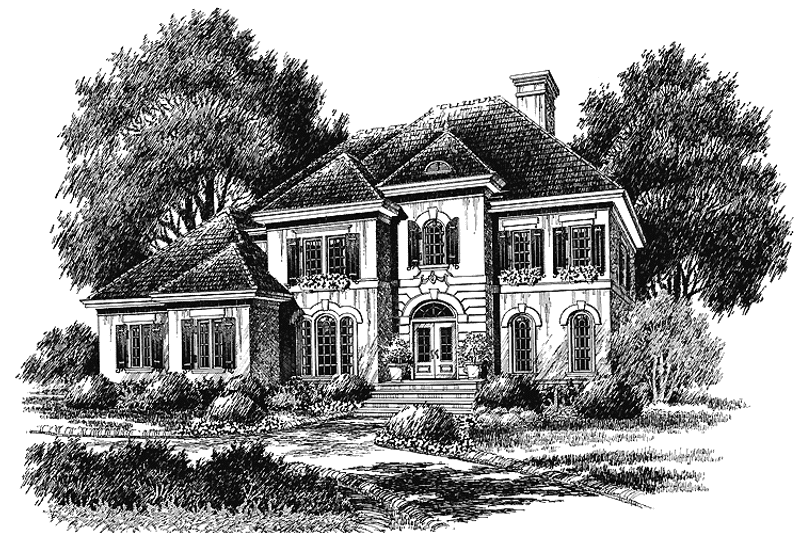 Home Plan - Exterior - Front Elevation 3 for Adobe / Southwestern House Plan #429-204 - 4 bed, 3.5 bath