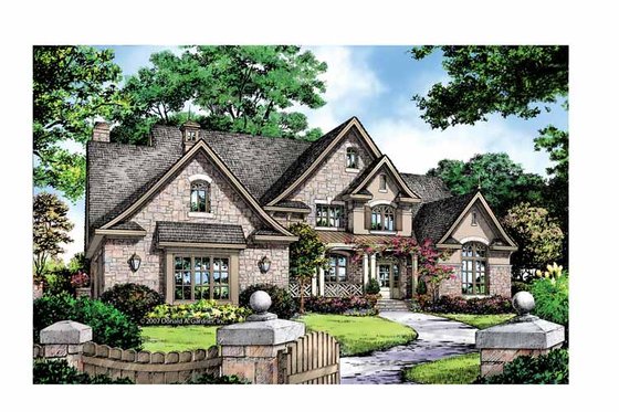 Exterior - Front Elevation 4 for European House Plan #929-870 - 5 bed, 4 bath