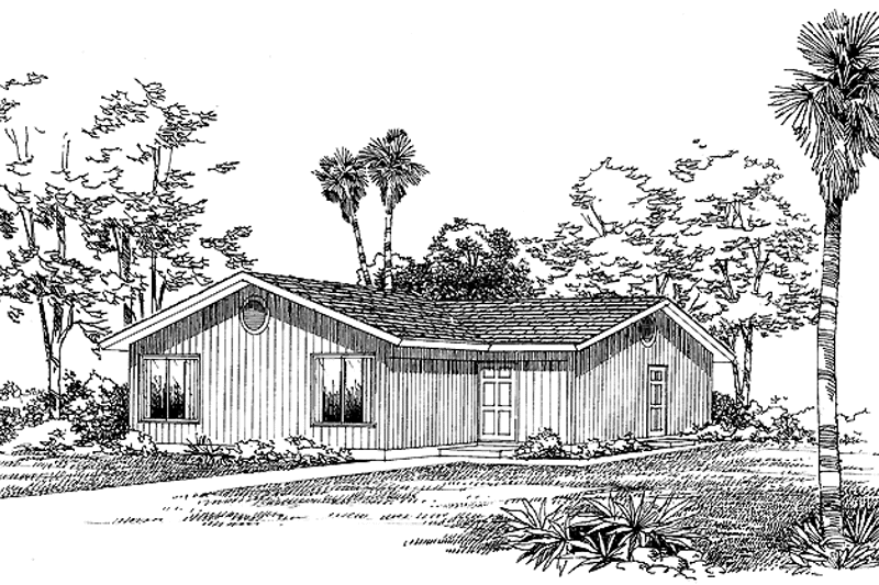Home Plan - Exterior - Front Elevation 3 for Ranch House Plan #72-1028 - 3 bed, 2 bath