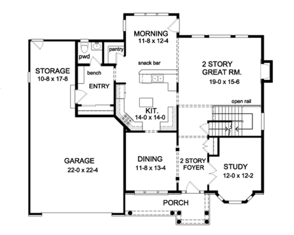 Architectural House Design - Colonial Floor Plan - Main Floor Plan #1010-64