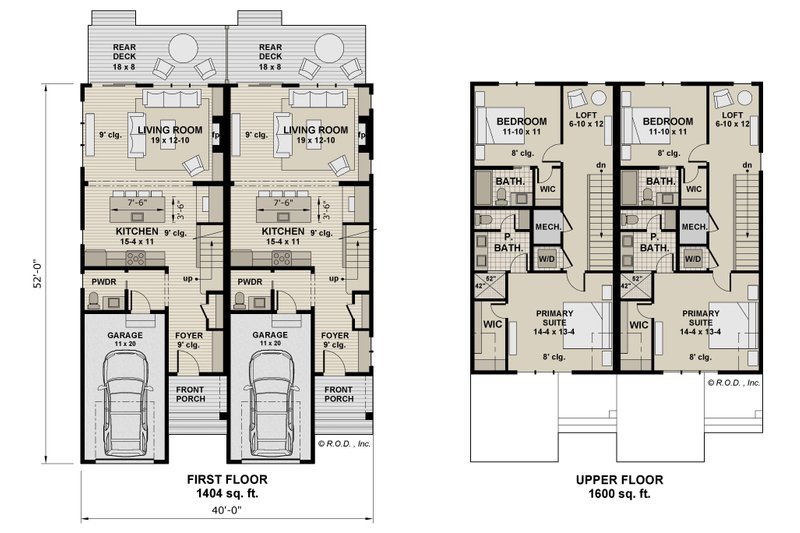Home Plan - Floor Plan - Main Floor for Modern House Plan #51-1320 - 2 bed, 2.5 bath