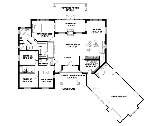 House Design - Ranch Floor Plan - Main Floor Plan #117-871