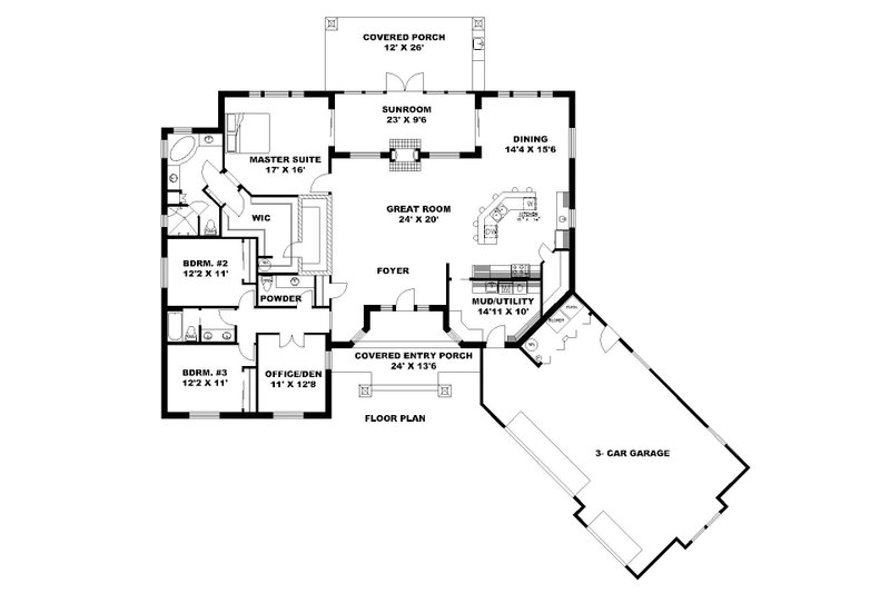 Dream House Plan - Floor Plan - Main Floor for Ranch House Plan #117-871 - 3 bed, 2.5 bath