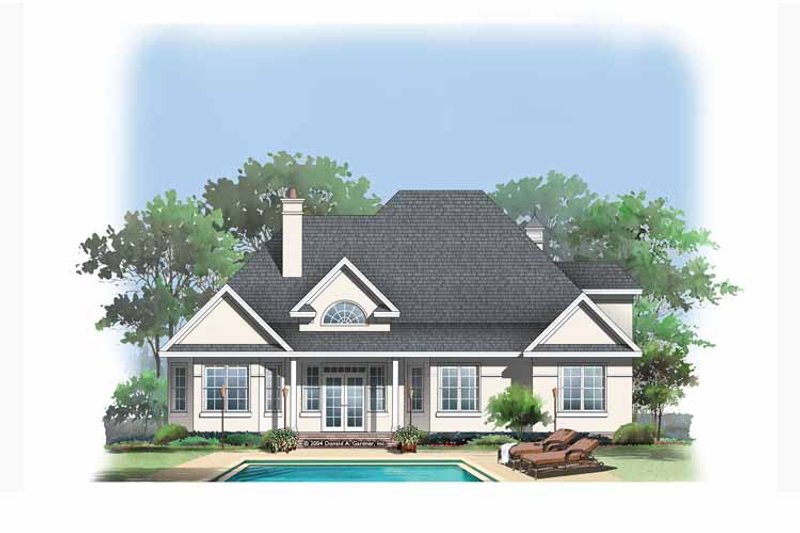 Home Plan - Exterior - Rear Elevation 1 for European House Plan #929-883 - 3 bed, 2 bath
