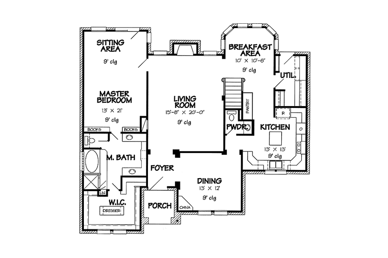 Architectural House Design - Floor Plan - Main Floor for Country House Plan #968-29 - 5 bed, 3.5 bath