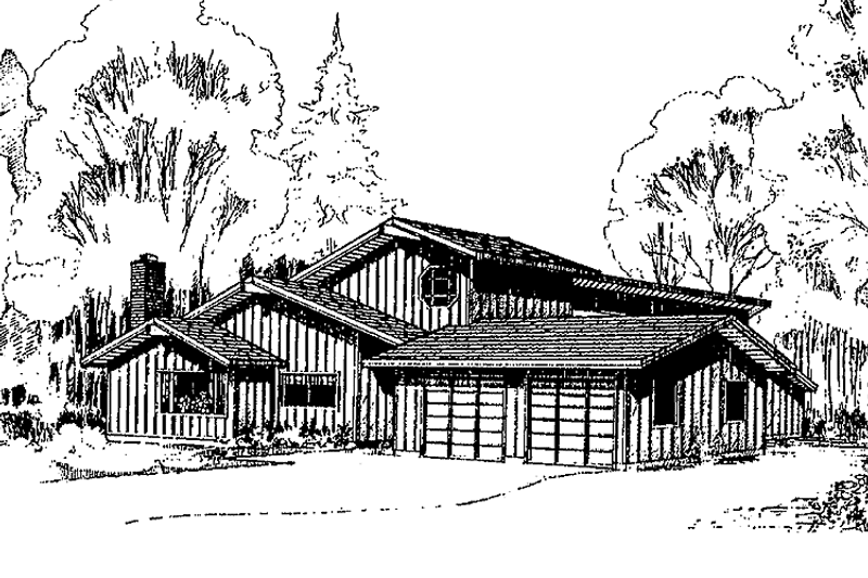 House Design - Exterior - Front Elevation 3 for Contemporary House Plan #60-734 - 4 bed, 2 bath