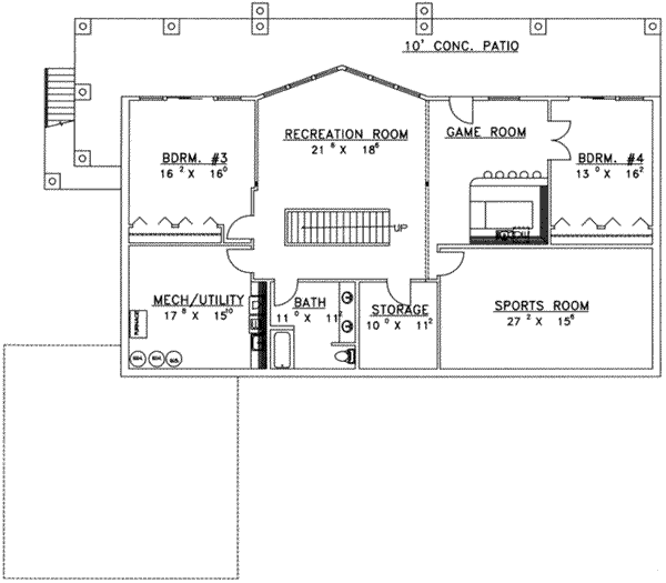 House Plan Design - Modern Floor Plan - Lower Floor Plan #117-438