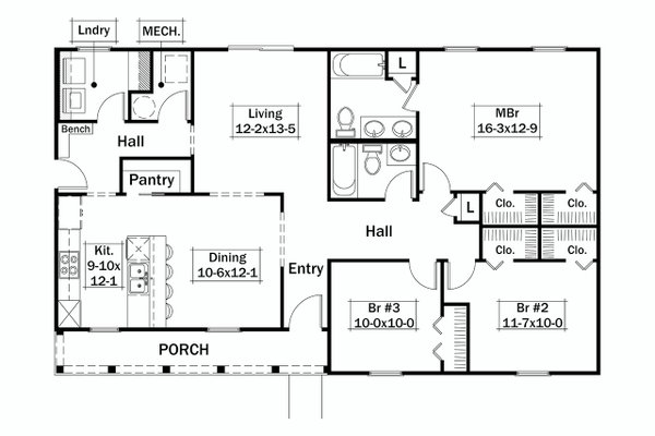 Farmhouse Floor Plan - Main Floor Plan #57-701